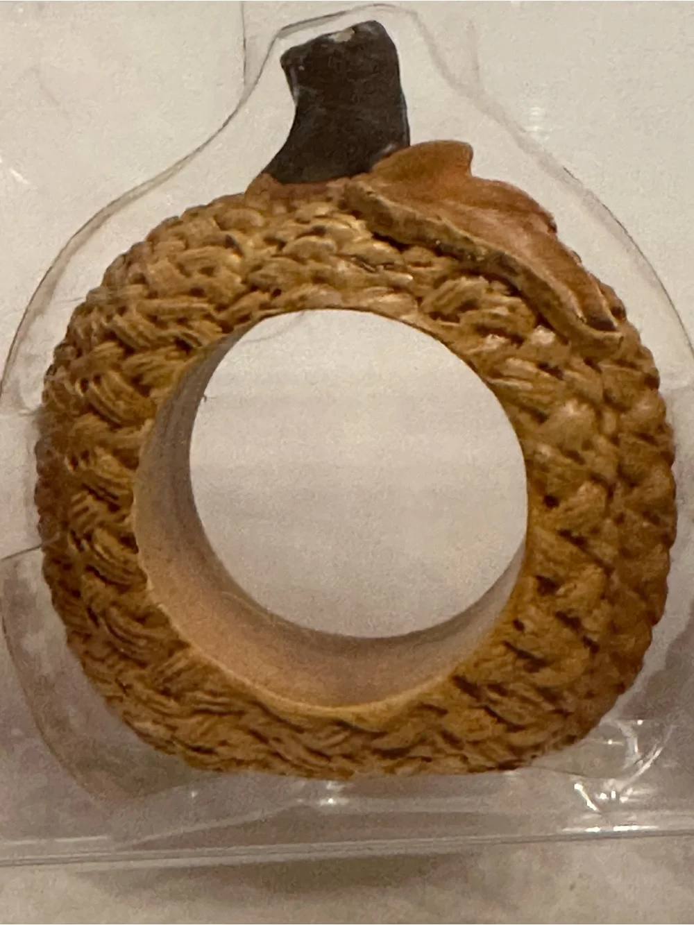 Textured Resin Pumpkin Napkin Rings Rustin Autumn Tableware Set of 4
